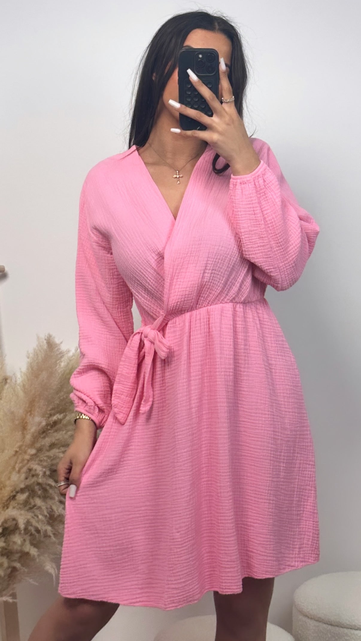 Musselin Kleid in Wickeloptik Soft Pink – Feminine Raffinesse | MUSSELIN LIEBE