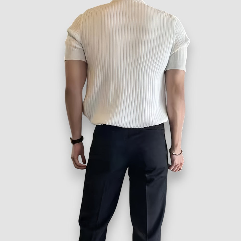 Vallo | Geripptes Kurzarm Herren Polo-Shirt