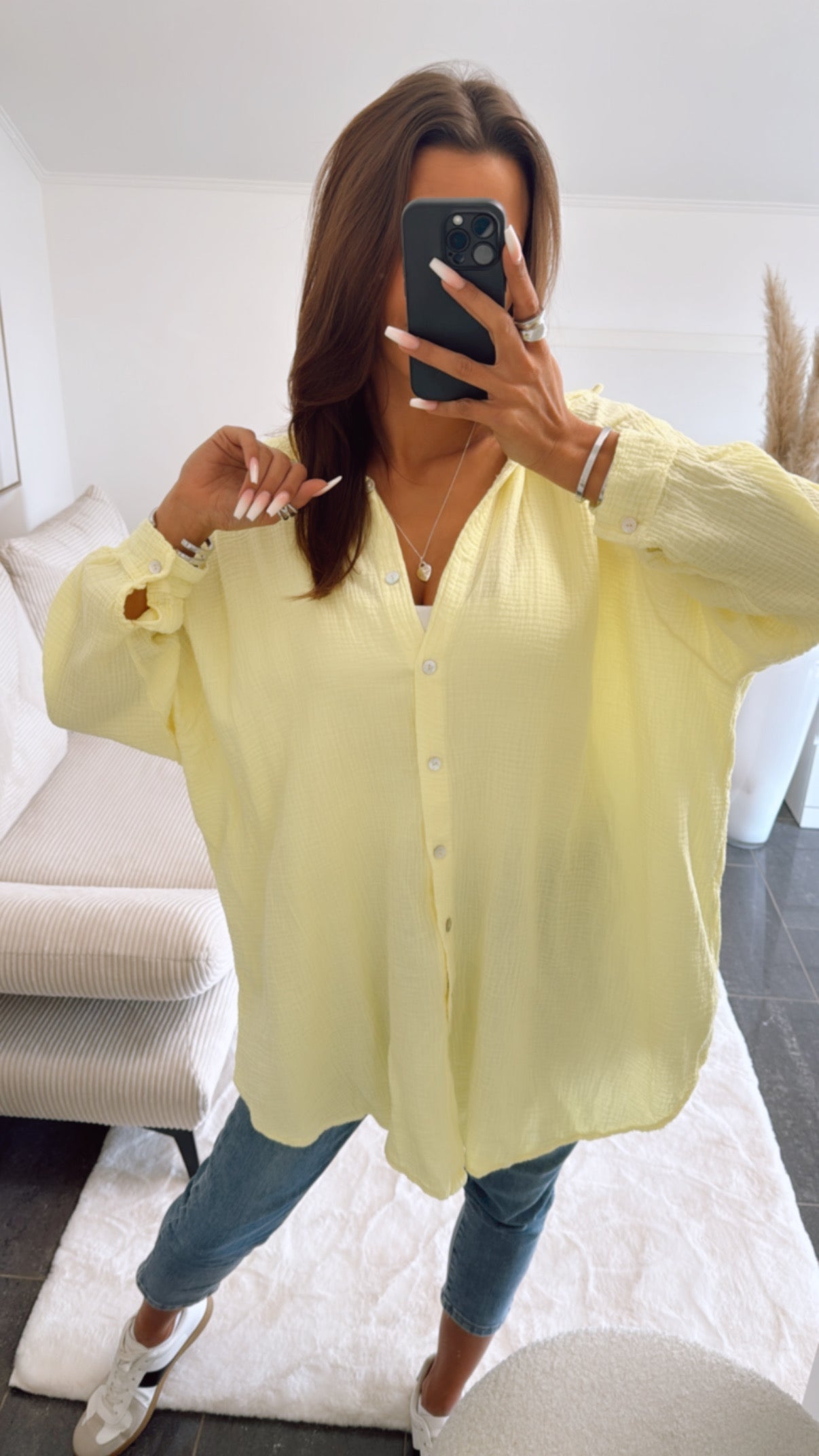 Lange Oversize Musselin Bluse in Gelb – Sonnige Eleganz | MUSSELIN LIEBE