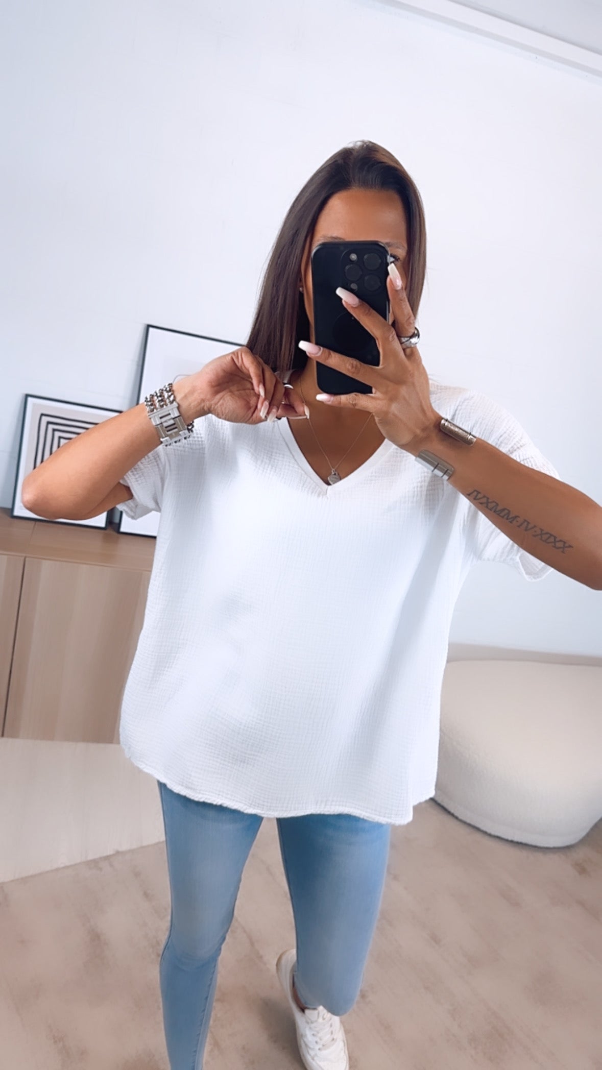 Musselin T-Shirt im weiten Schnitt in Weiss – Puristische Leichtigkeit | MUSSELIN LIEBE