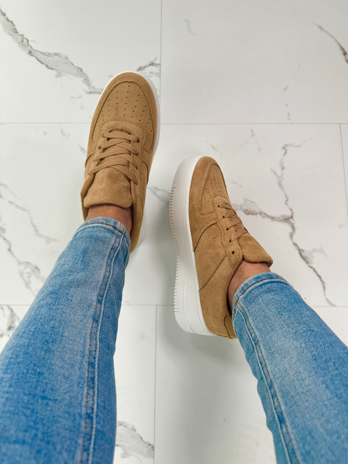 Platform Suedine Khaki Sneakers