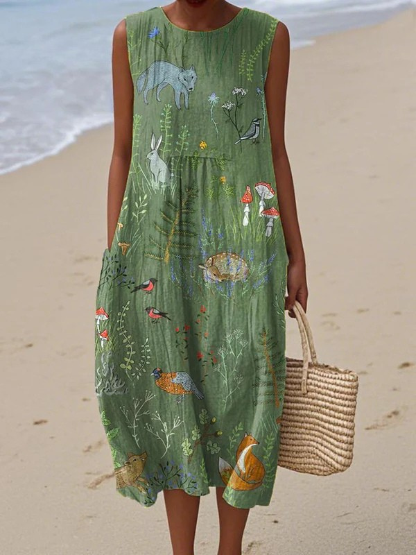 Lila - Alltags-Midi-Kleid
