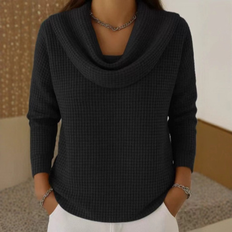 Amber™ Wafeltrui Dames – Warme Pullover mit Eleganter Wasserfallkragen