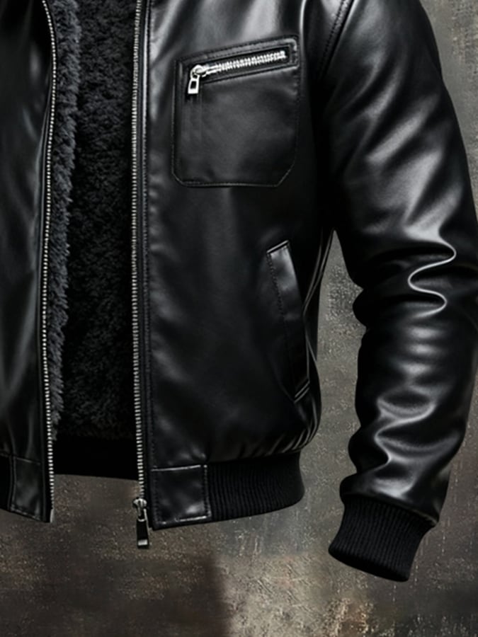 Herren Retro Leder Outdoor-Jacke - Vintage Style