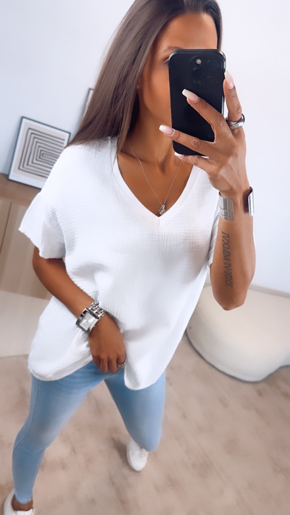 Musselin T-Shirt im weiten Schnitt in Weiss – Puristische Leichtigkeit | MUSSELIN LIEBE
