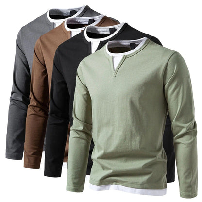 Philip - Casual Langarm-Shirt Herren V-Ausschnitt