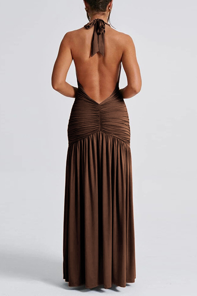 Isla - Sexy Einfarbige Ärmellose Neck Dresses Mit Schlitz (3 Farben)