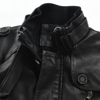 Elegante Lange Biker Lederjacke