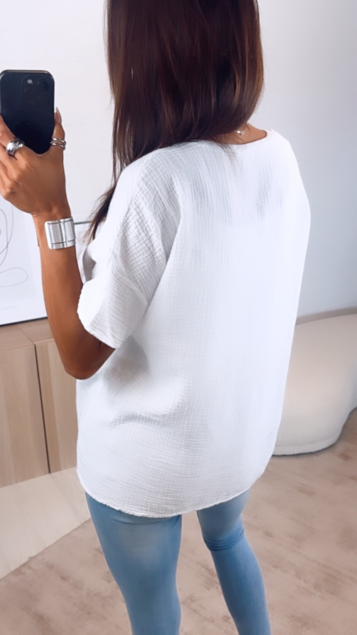 Musselin T-Shirt im weiten Schnitt in Weiss – Puristische Leichtigkeit | MUSSELIN LIEBE