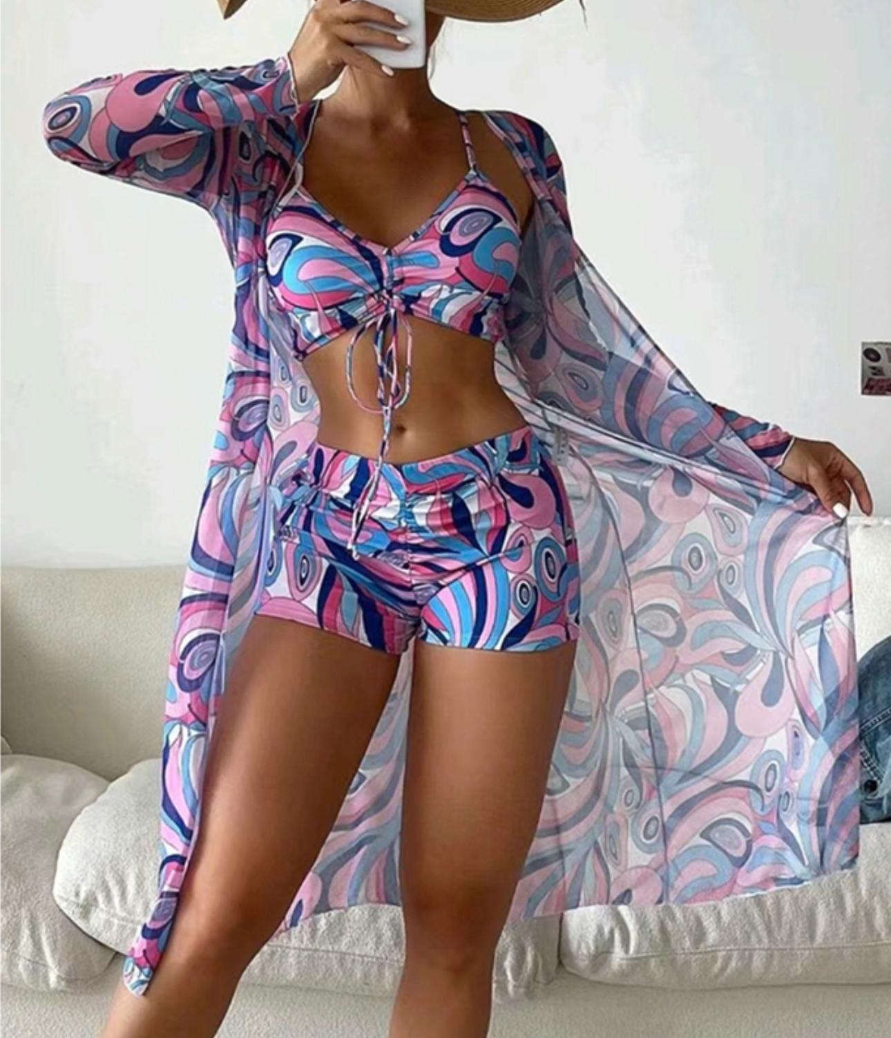 TRUDI I BEDRUCKTES 3-TEILIGES BIKINI-SET