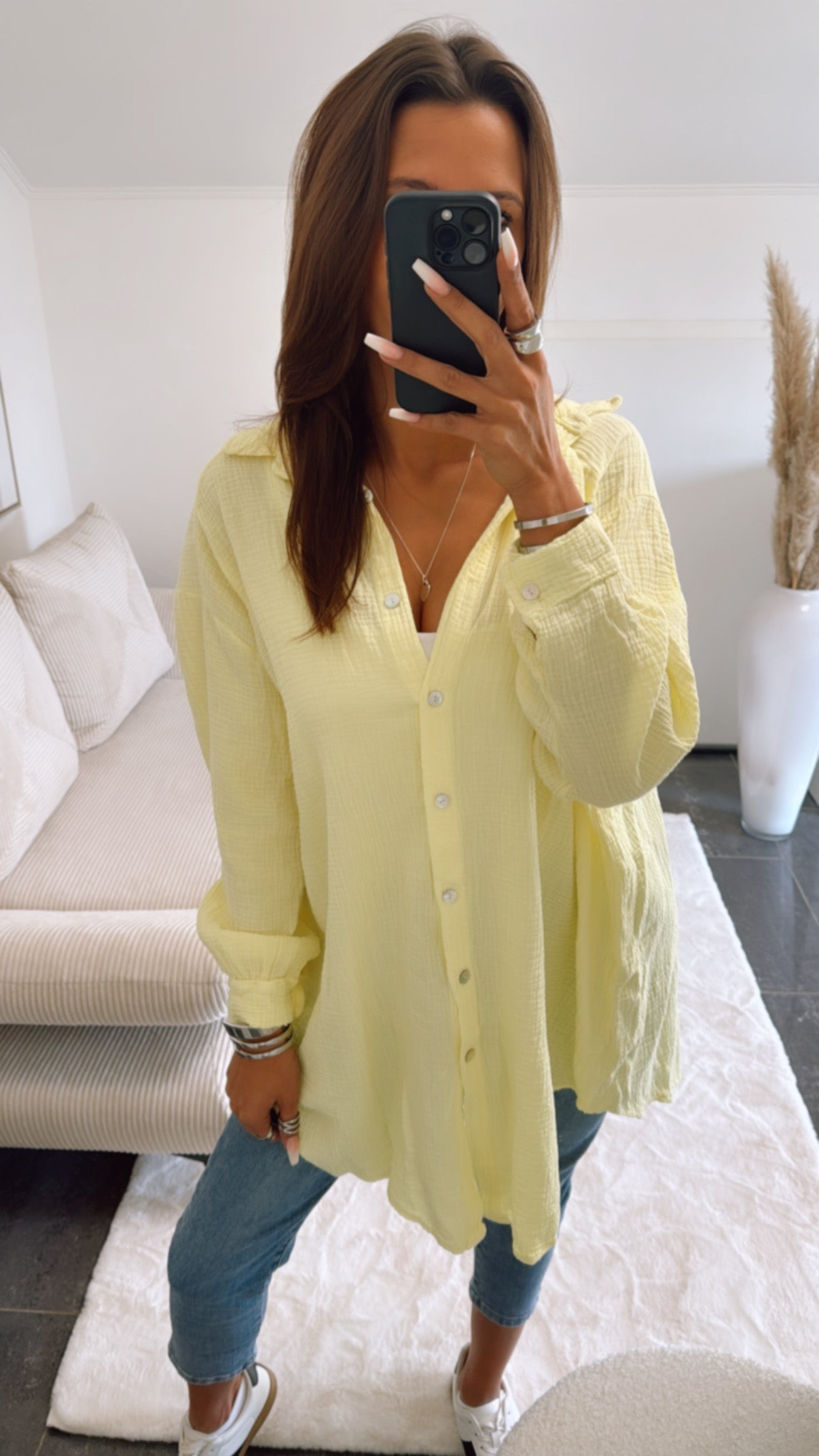 Lange Oversize Musselin Bluse in Gelb – Sonnige Eleganz | MUSSELIN LIEBE