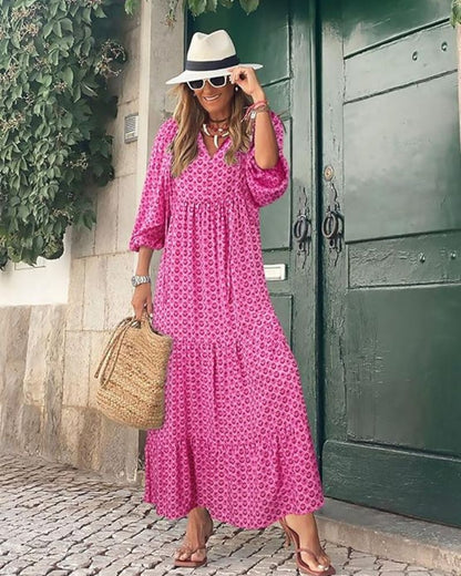 Natürliche Eleganz – Fließendes Sommerkleid in Grün & Rosa | Salzburg Mode