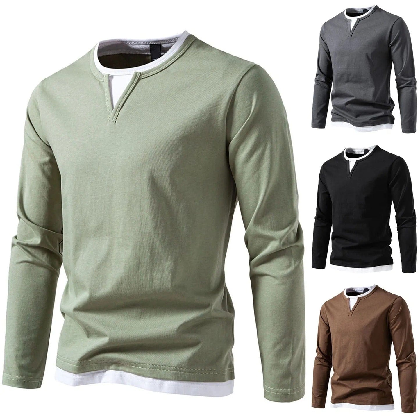 Philip - Casual Langarm-Shirt Herren V-Ausschnitt