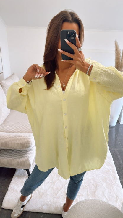 Lange Oversize Musselin Bluse in Gelb – Sonnige Eleganz | MUSSELIN LIEBE
