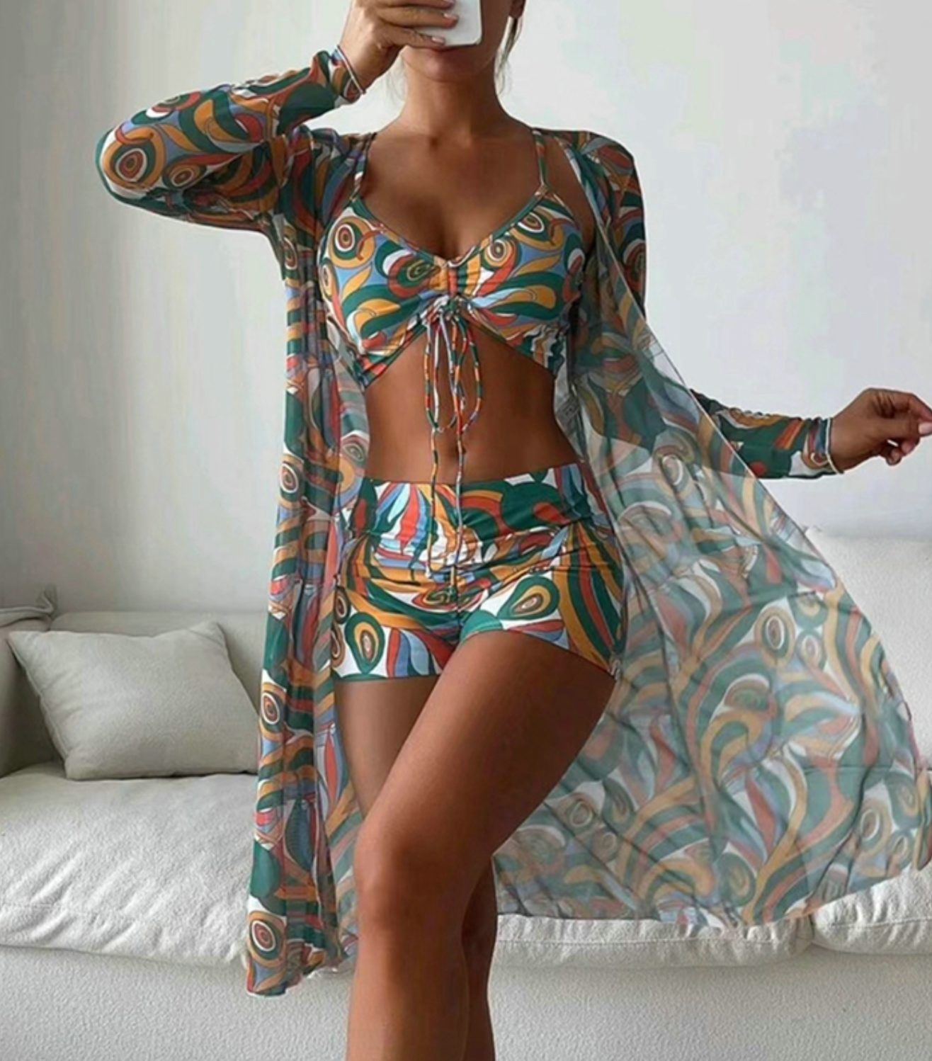 TRUDI I BEDRUCKTES 3-TEILIGES BIKINI-SET