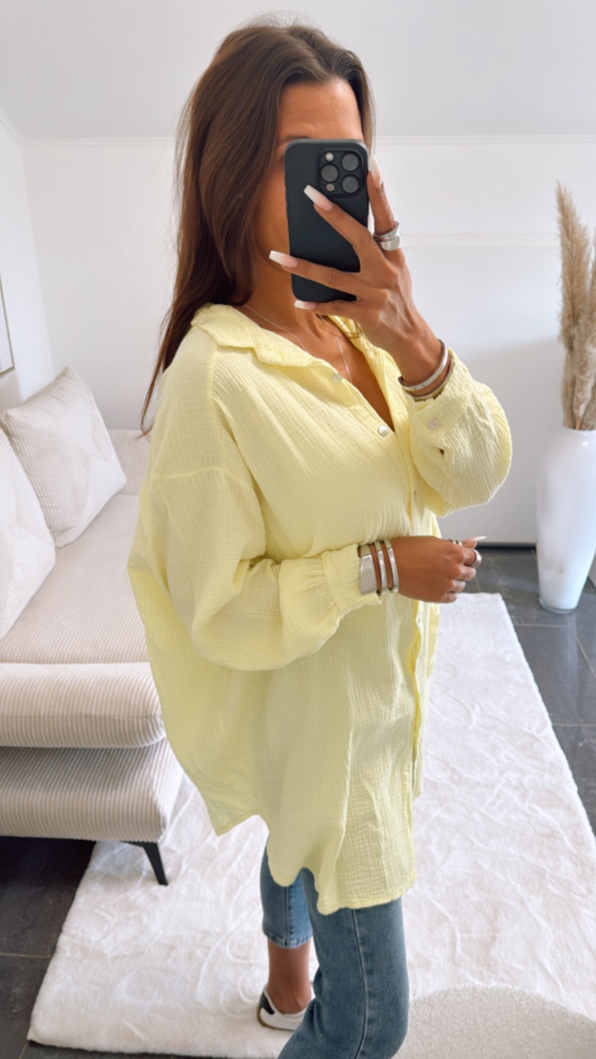 Lange Oversize Musselin Bluse in Gelb – Sonnige Eleganz | MUSSELIN LIEBE