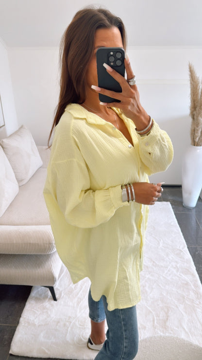 Lange Oversize Musselin Bluse in Gelb – Sonnige Eleganz | MUSSELIN LIEBE