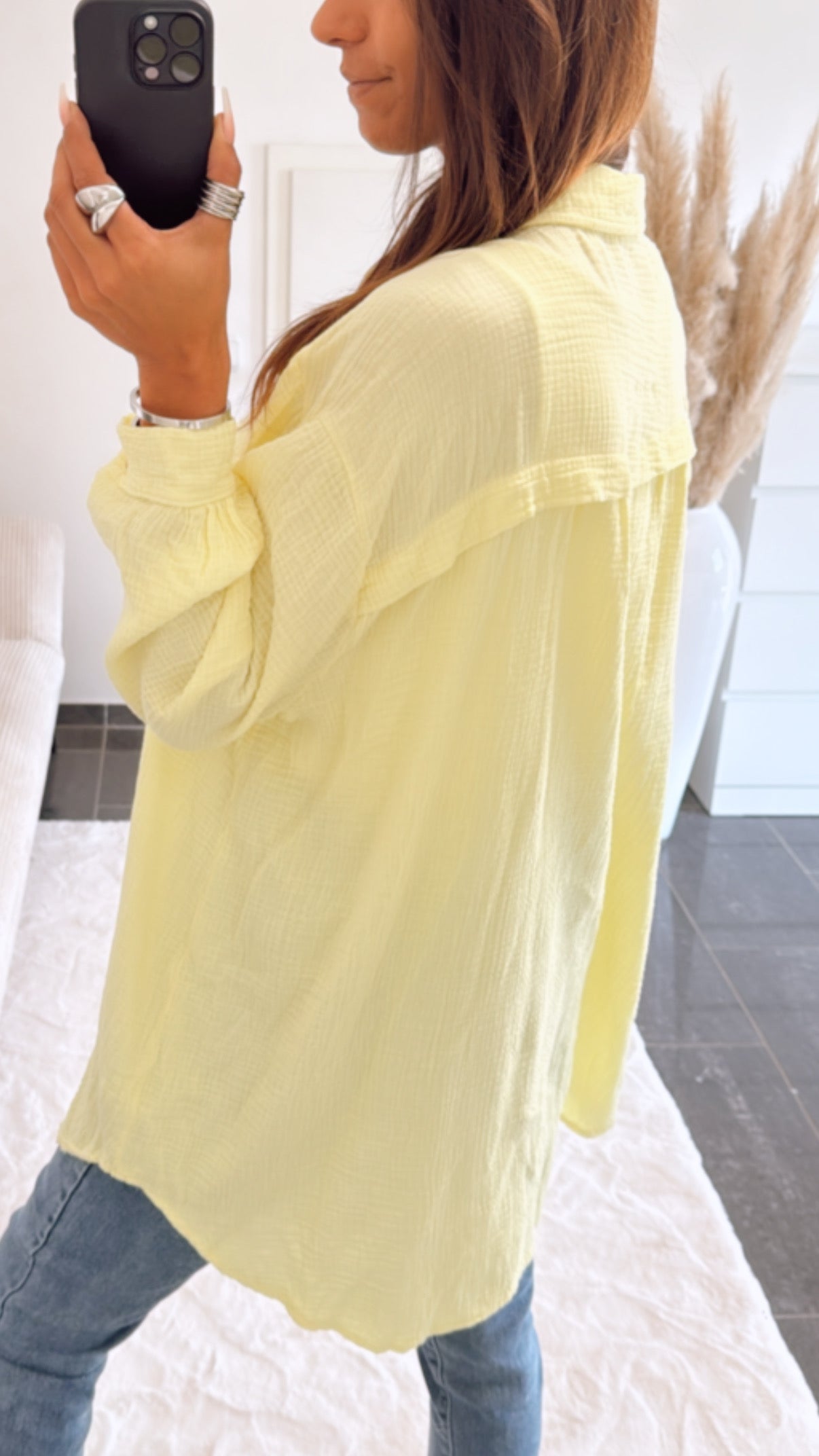 Lange Oversize Musselin Bluse in Gelb – Sonnige Eleganz | MUSSELIN LIEBE