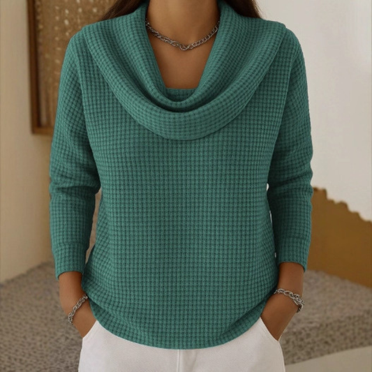 Amber™ Wafeltrui Dames – Warme Pullover mit Eleganter Wasserfallkragen