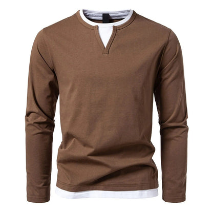 Philip - Casual Langarm-Shirt Herren V-Ausschnitt