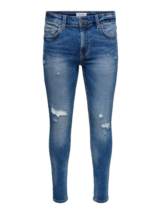 ONLY&SONS Herren Jeans ONSWARP LIFE SKINNY BLUE DAMAGE PK 9625