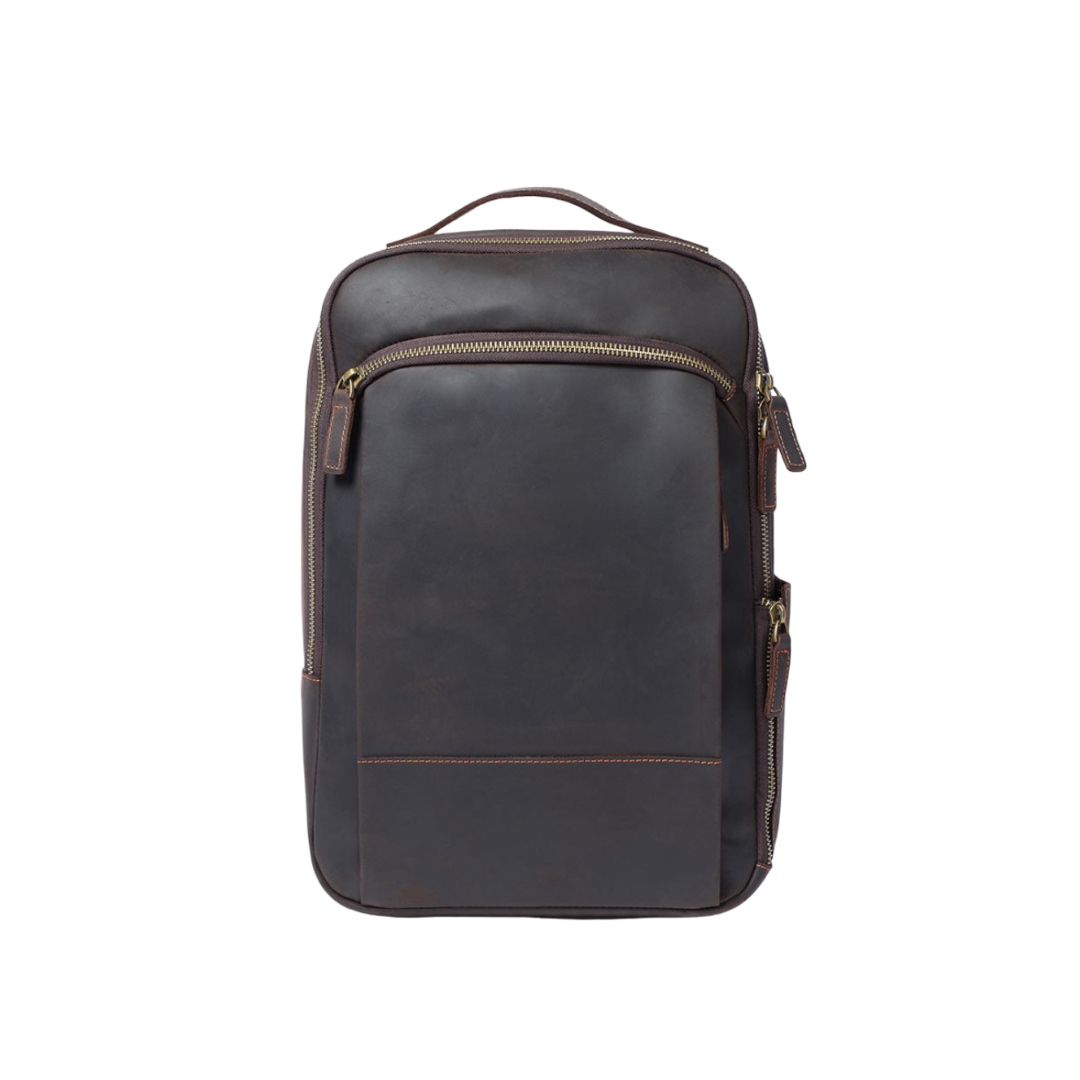 Bogen Leder-Laptop-Rucksack