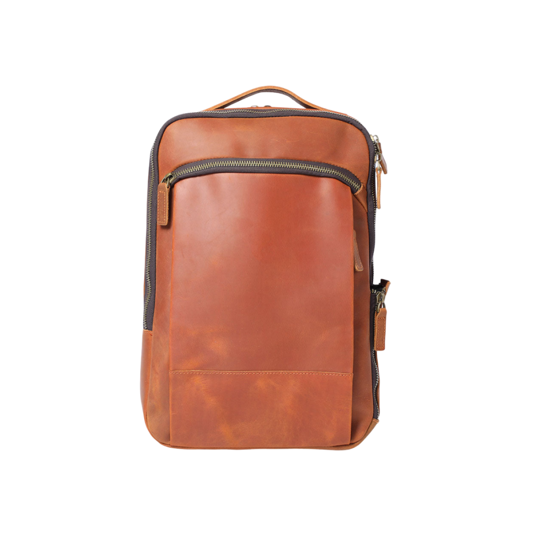Bogen Leder-Laptop-Rucksack