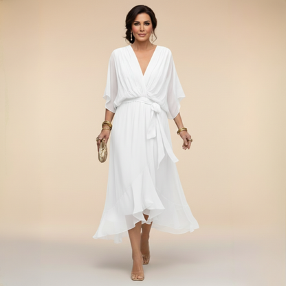 Monica – Fließendes Chiffon-Kleid mit V-Ausschnitt | Salzburg Mode