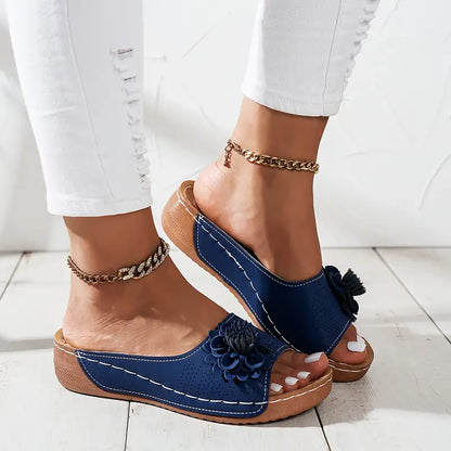 FLORA Komfort-Sandalen mit Blumenmotiv | Premium Fußbett