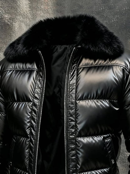 Herren Retro Outdoor-Jacke mit Pelzkragen - Baumwolle
