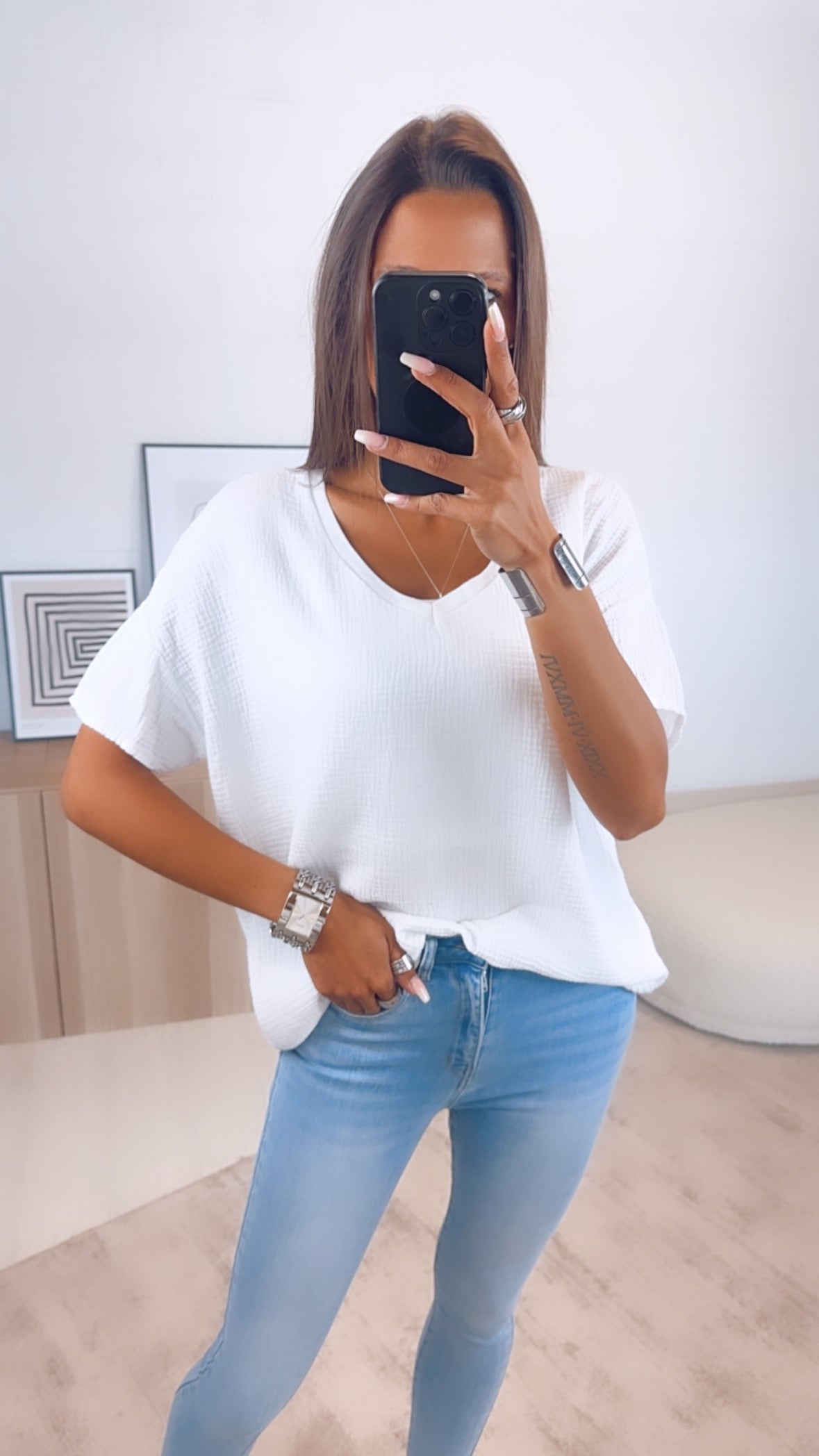 Musselin T-Shirt im weiten Schnitt in Weiss – Puristische Leichtigkeit | MUSSELIN LIEBE