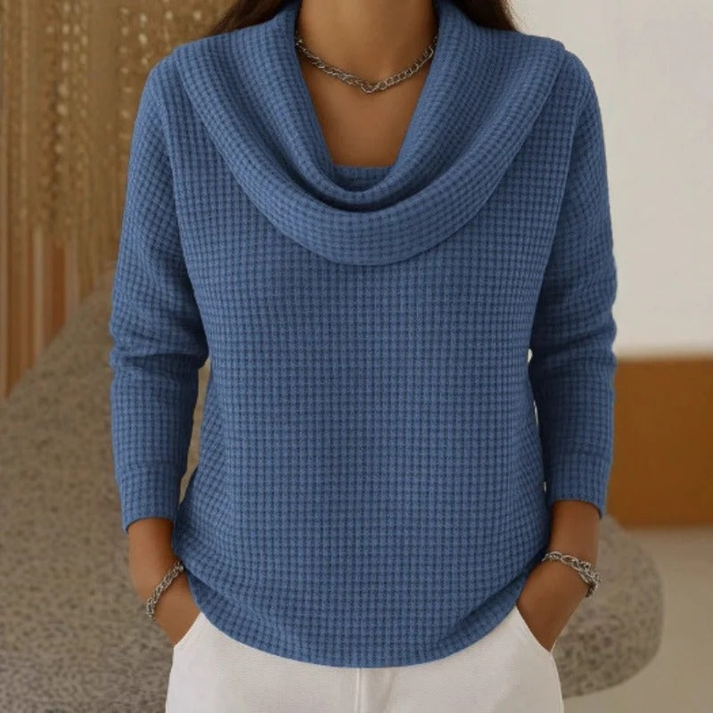 Amber™ Wafeltrui Dames – Warme Pullover mit Eleganter Wasserfallkragen