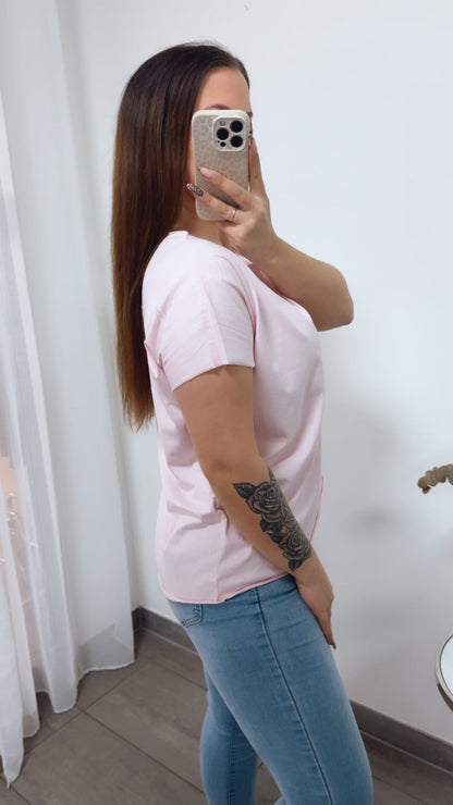 Baumwoll Basic T-Shirt – Soft Rosa