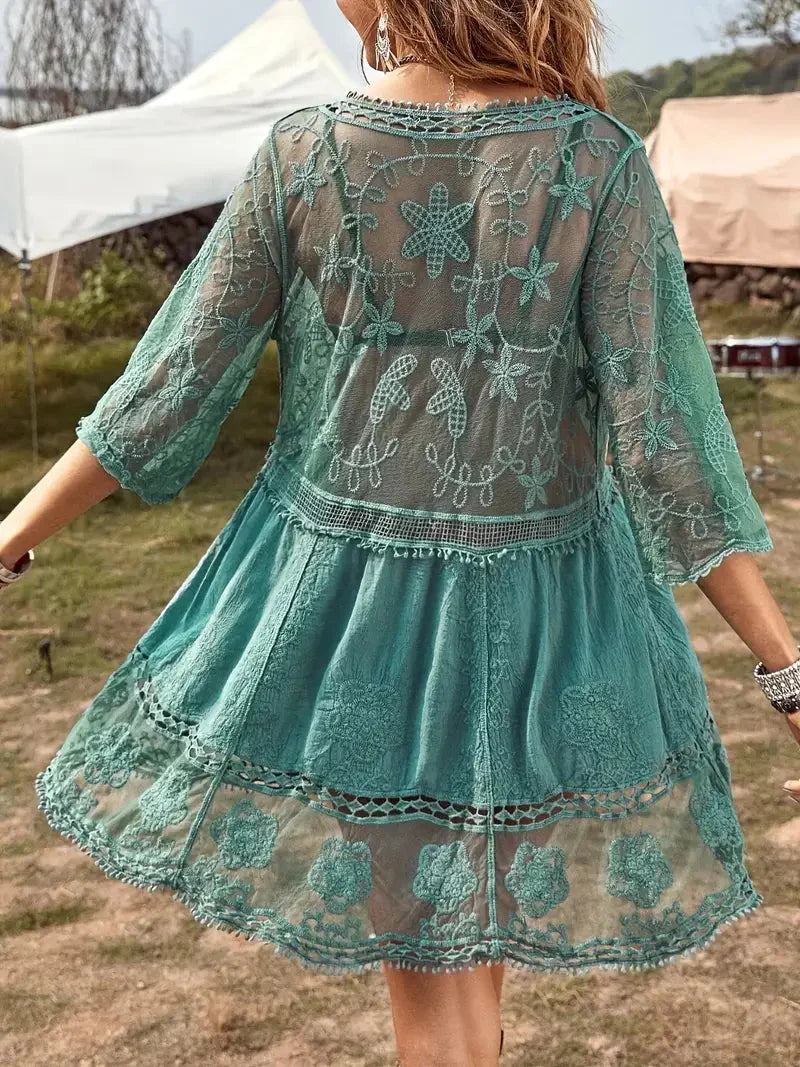 Lila - Cover Up Lace Durchschauen Cover Up Kleid Boho-Stil
