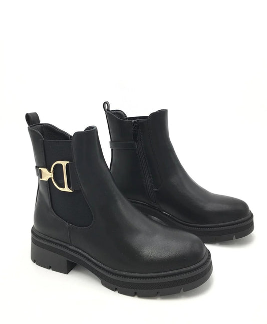 Schwarze Ankle Boots Leder-Optik