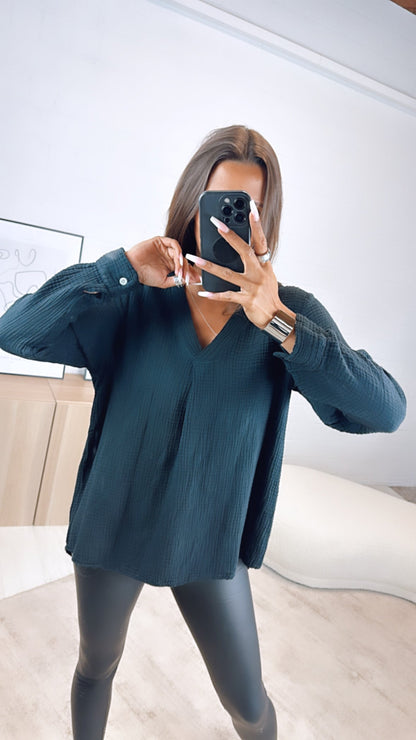 Musselin Bluse ohne Knöpfe in Schwarz – Zeitlose Eleganz | MUSSELIN LIEBE