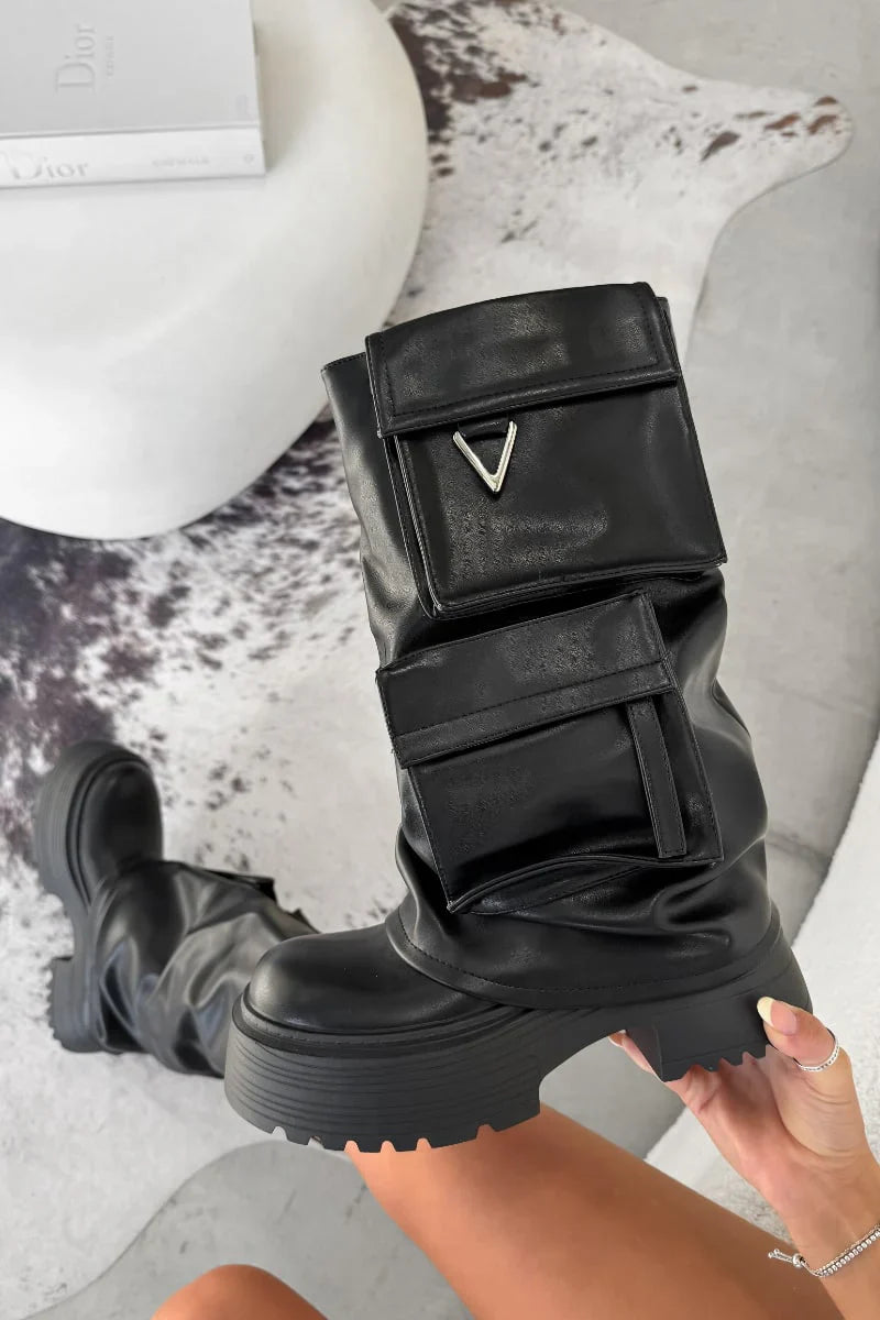 Pocket Black Stiefel
