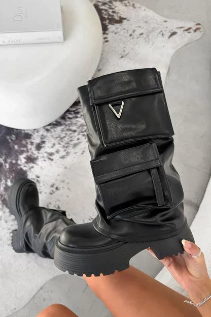 Pocket Black Stiefel