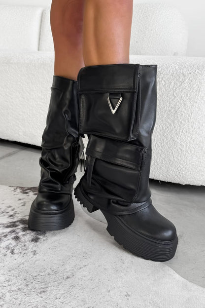 Pocket Black Stiefel