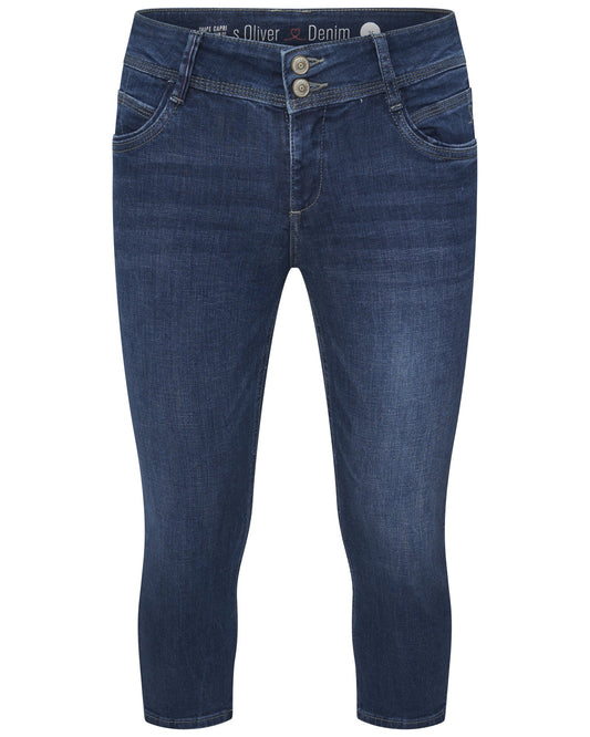 s.Oliver Damen Capri Hose Dunkelblau – Slim Fit, Medium Rise, Stretchkomfort | Modell 04.899.72.5087