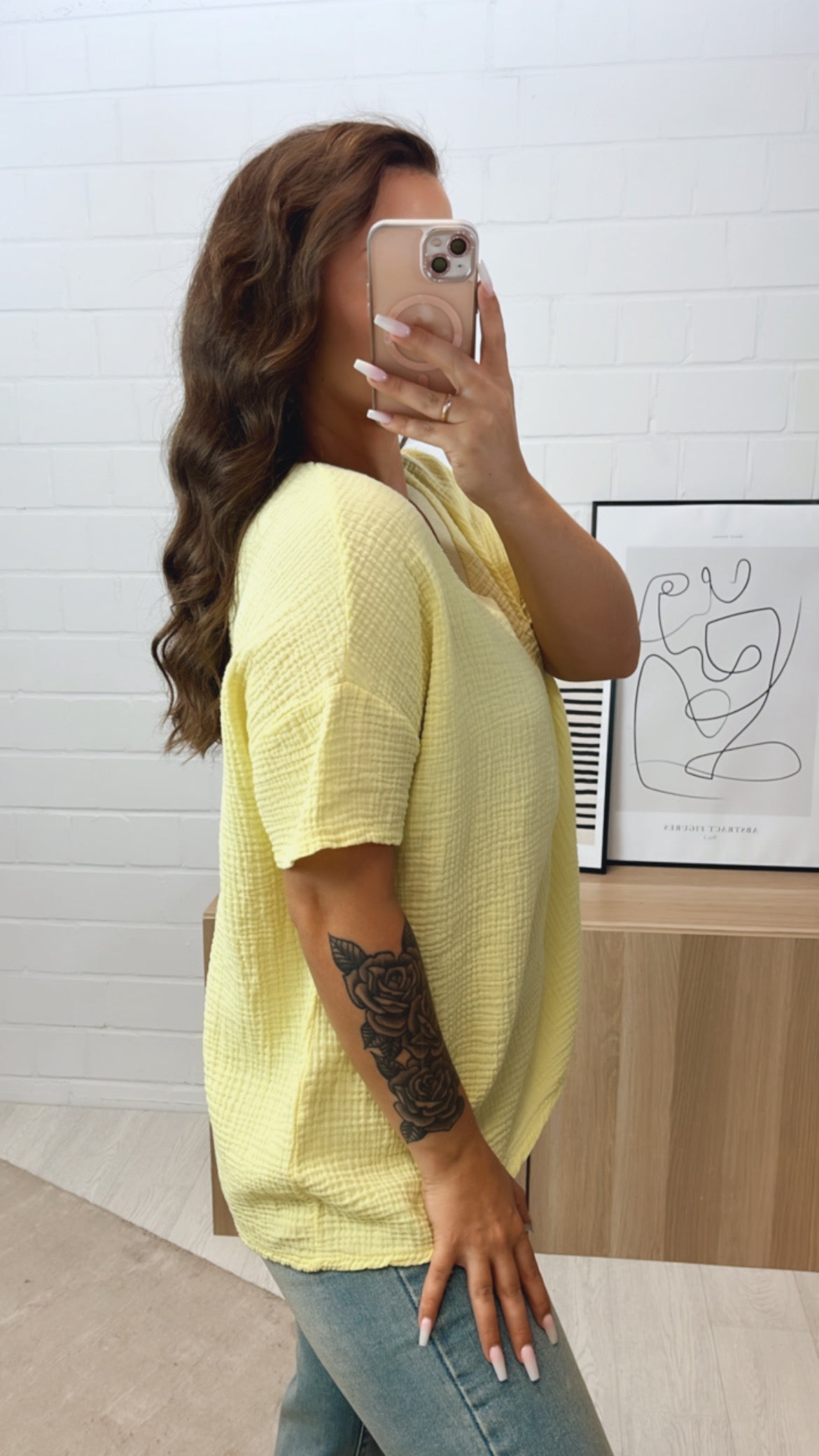 Musselin T-Shirt im weiten Schnitt – Soft Gelb