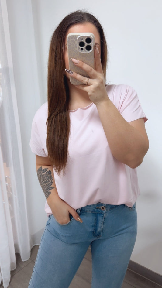 Baumwoll Basic T-Shirt – Soft Rosa