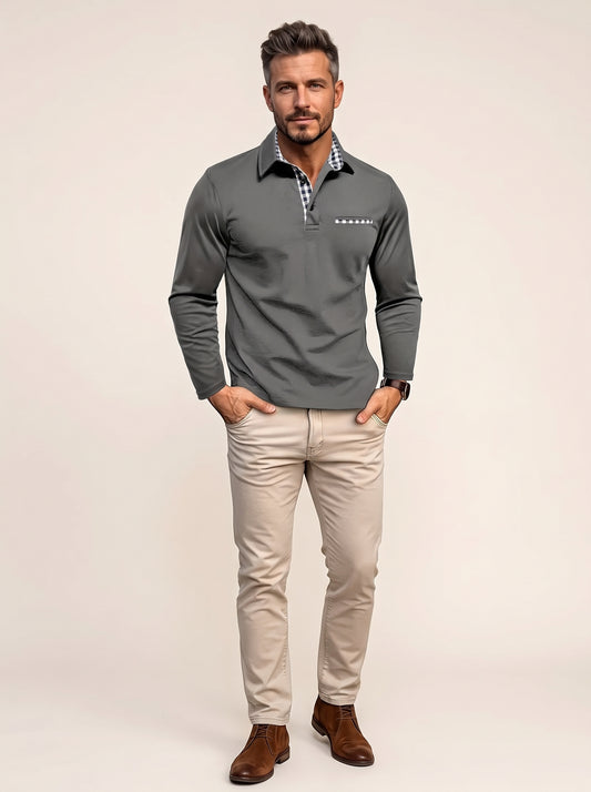 Gernan – Langarm-Poloshirt aus Baumwolle