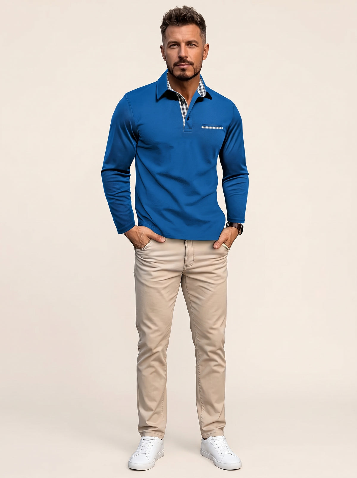 Gernan – Langarm-Poloshirt aus Baumwolle