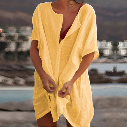 DAGRUN I LEINEN STRANDKLEID