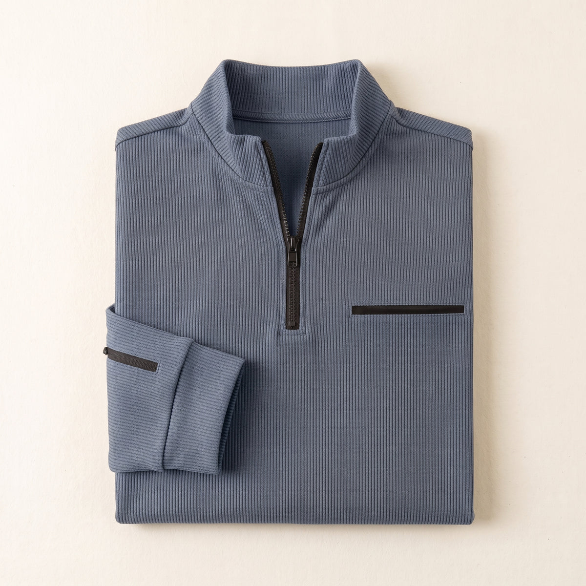 Gusteous – Langarm-Poloshirt mit Zip-Kragen