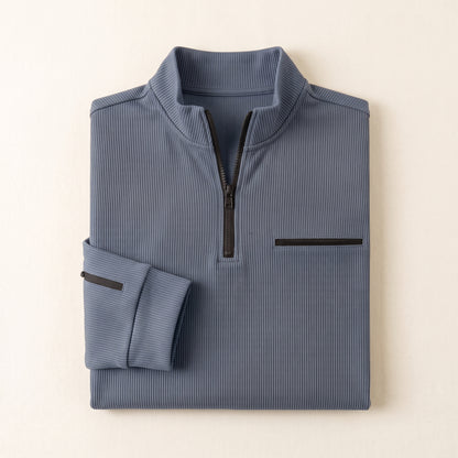 Gusteous – Langarm-Poloshirt mit Zip-Kragen