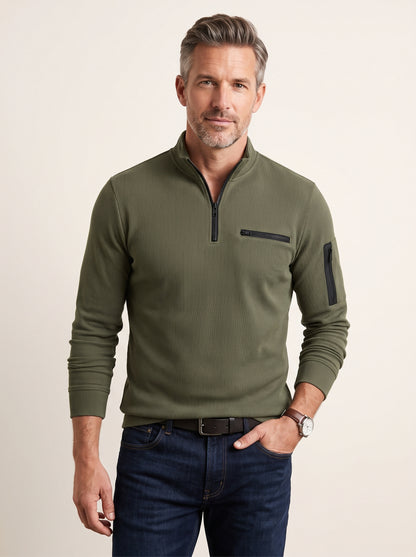 Gusteous – Langarm-Poloshirt mit Zip-Kragen