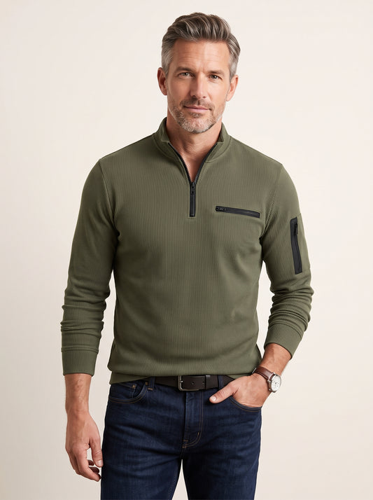 Gusteous – Langarm-Poloshirt mit Zip-Kragen