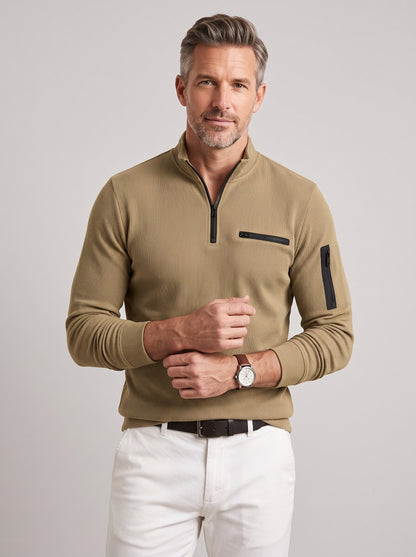 Gusteous – Langarm-Poloshirt mit Zip-Kragen